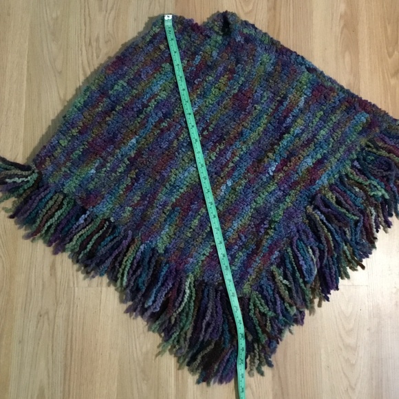 Hand knit, wool Poncho, XS - Picture 2 of 4